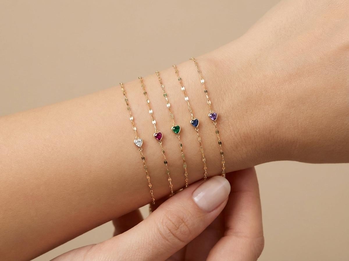 14K Solid Gold Birthstone Jewelry Gift – Personalized Bracelet for Birthday or Anniversary