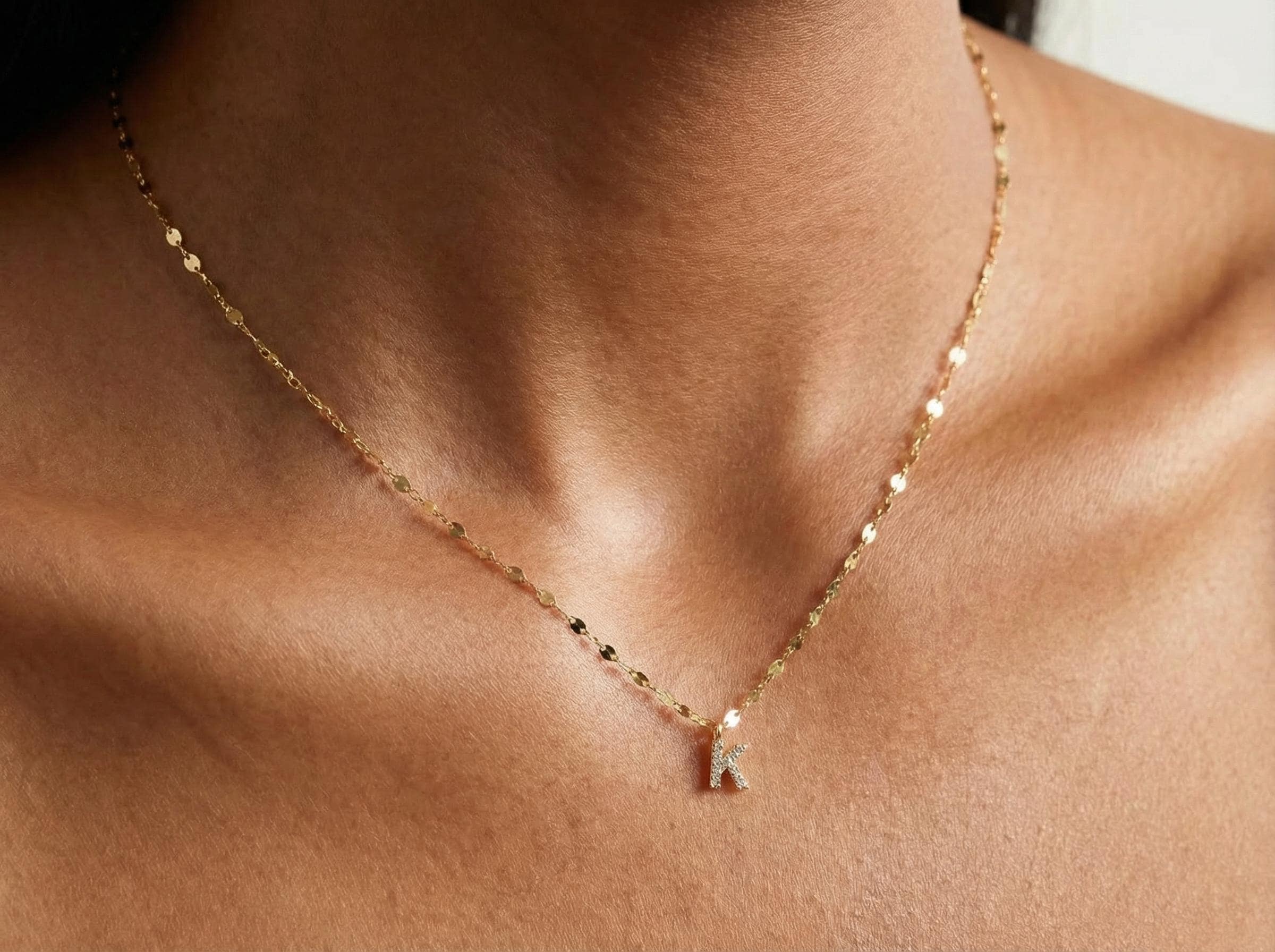 14K Solid Gold Multi Initial Necklace – Custom Double Letter Necklace, Personalized Gold Name Jewelry, Dainty Everyday Gift for Her