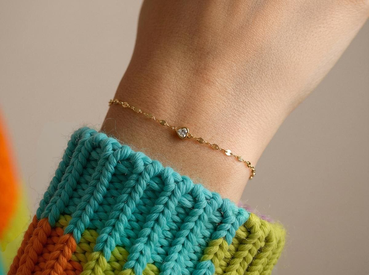 14K Twisted Gold Chain Bracelet with Gemstone Heart – Real Gold Birthstone Gift for Her