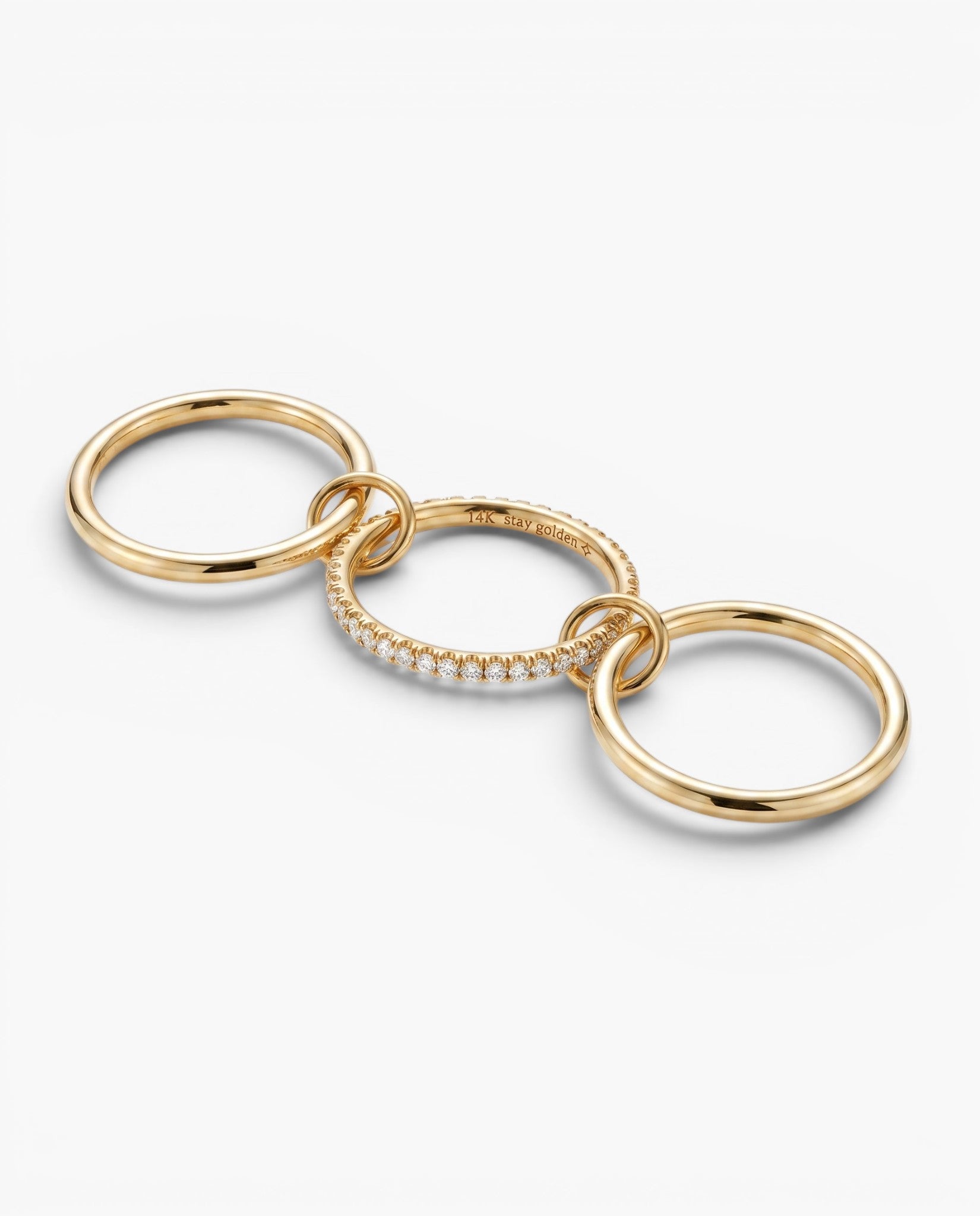 14K Gold Statement Ring, 18K Gold Multi Link Connected Ring, Gold Linked Ring Set, Statement Eternity Ring, Interlocking Silver Y2K Rings