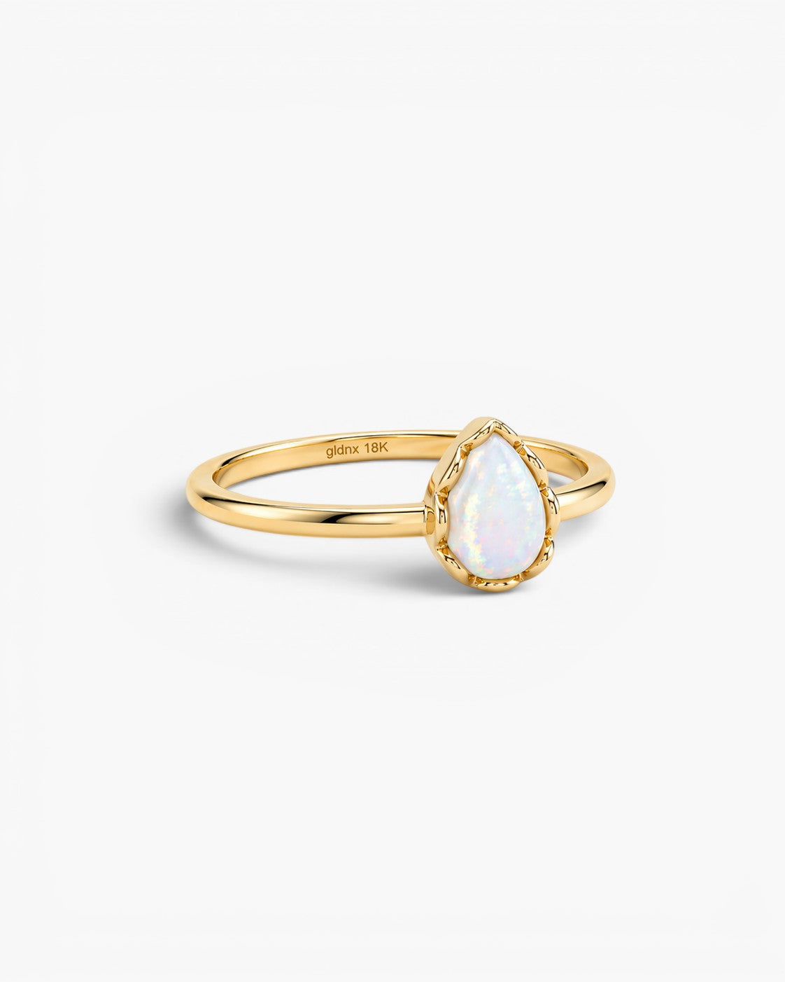 Pear Opal Ring — 14K Solid Gold, Minimalist