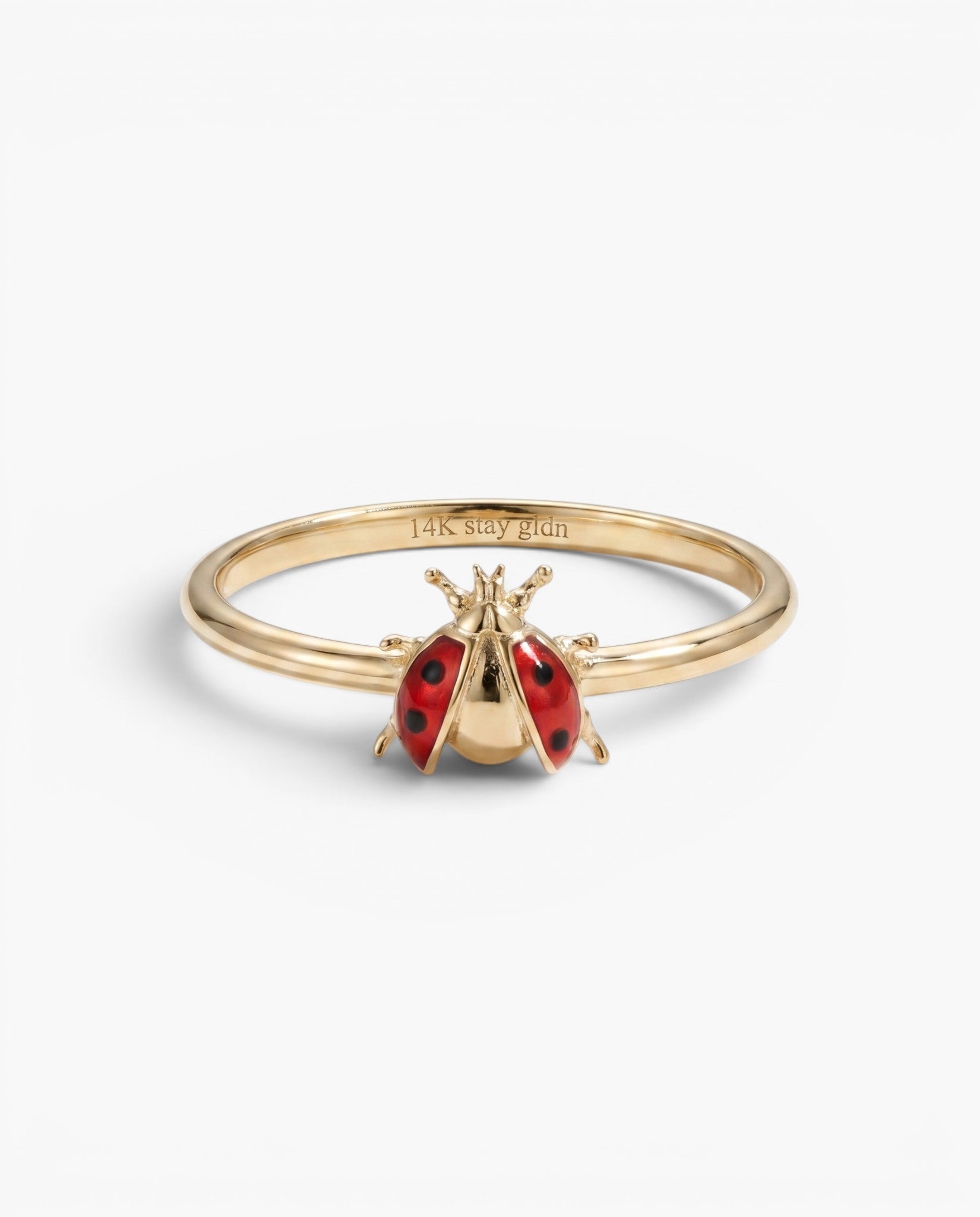 14K Solid Gold Ladybug Ring: Good Luck Charm, Valentine's Gift