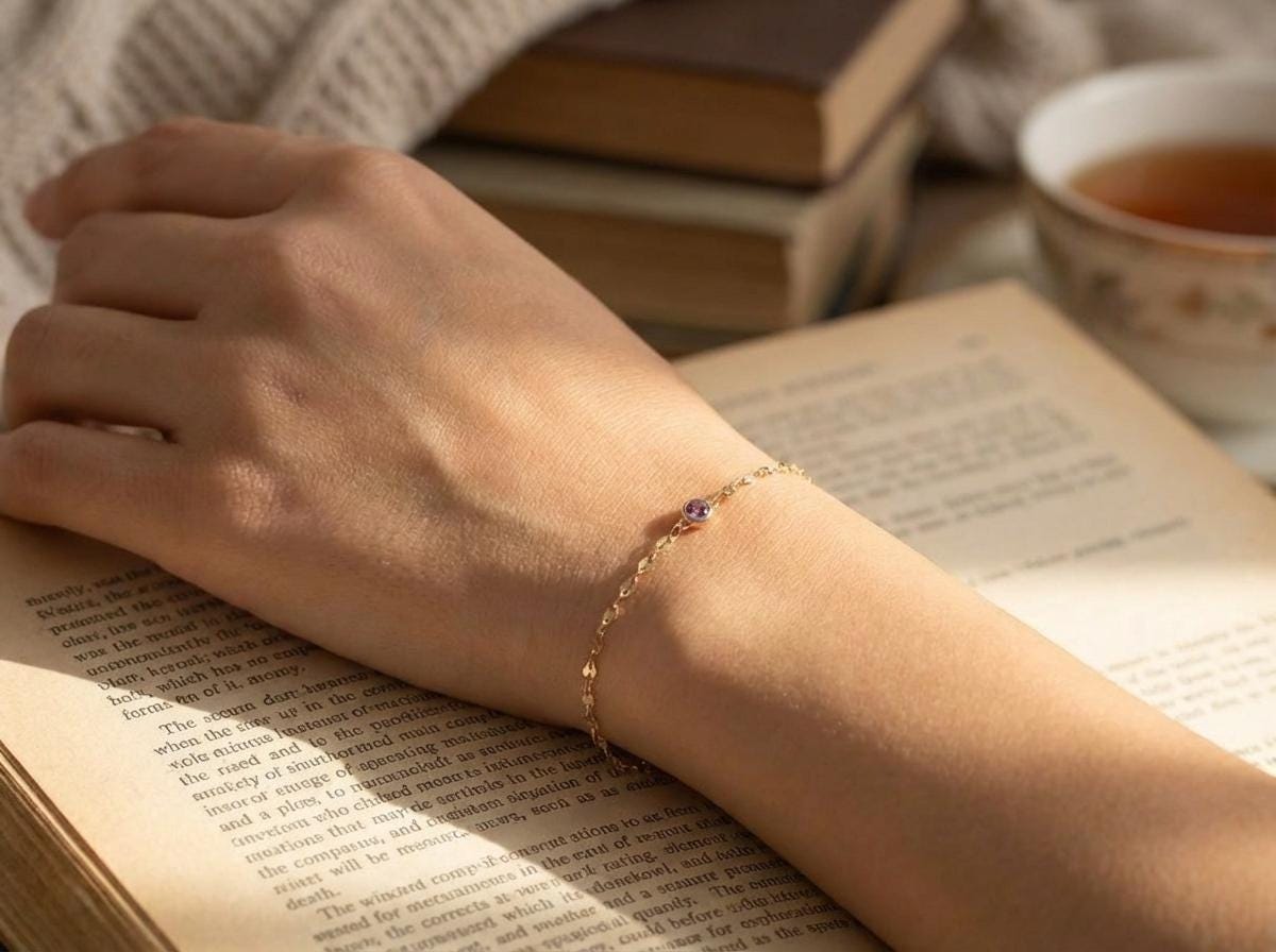 Custom Birthstone Jewelry Gift – 14K Gold Bracelet for Mom, Wife, or Daughter