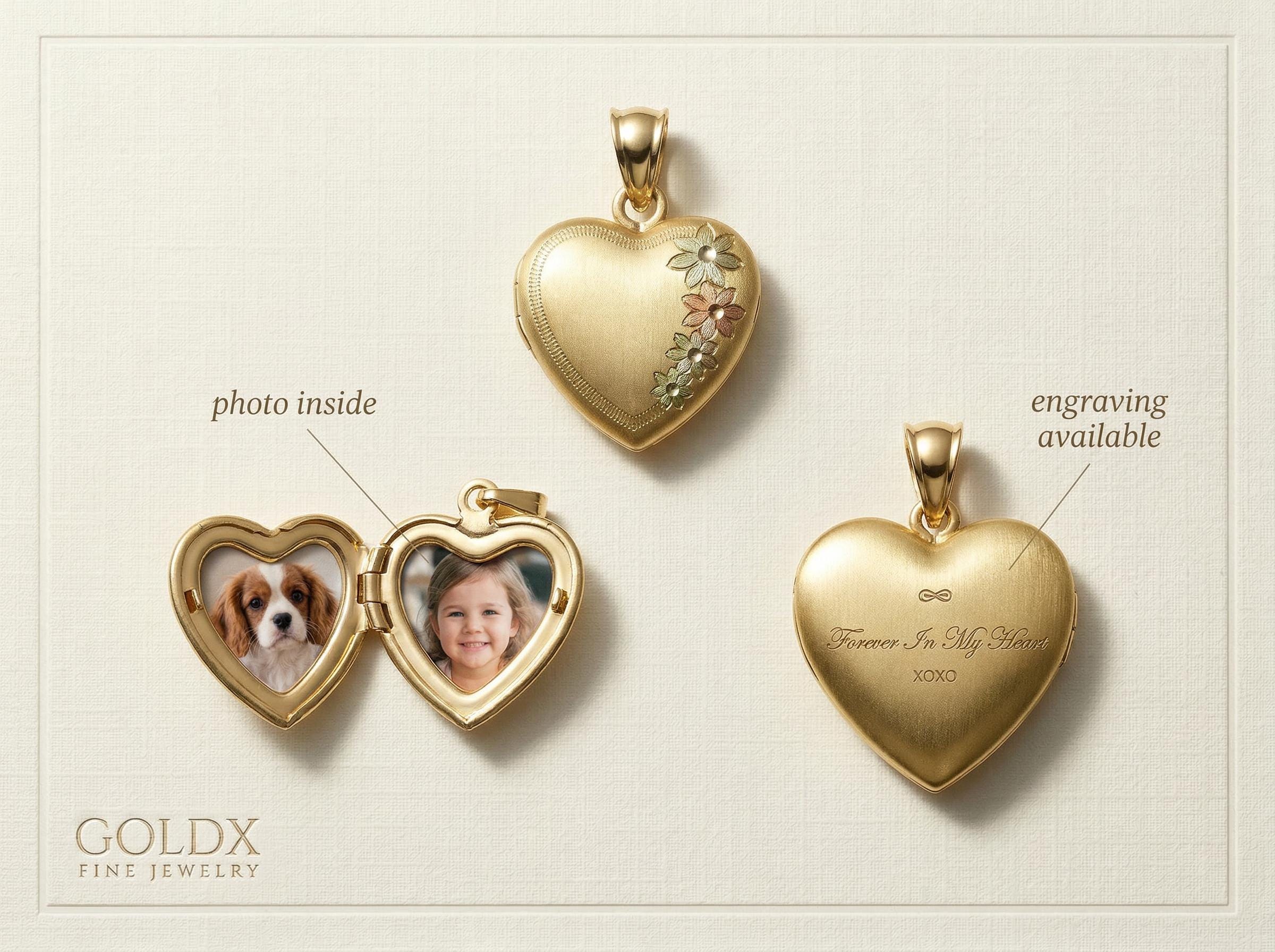 Heart Locket Gold Pendant, Photo Locket Necklace, Personalized Picture Necklace, Mothers Day Gift, Sentimental Jewelry