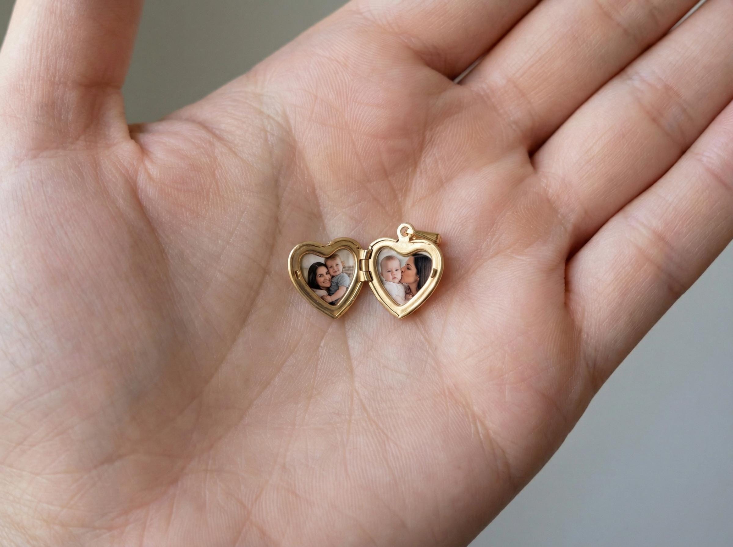 open heart photo locket with picture inside meaningful keepsake necklace for family memories
