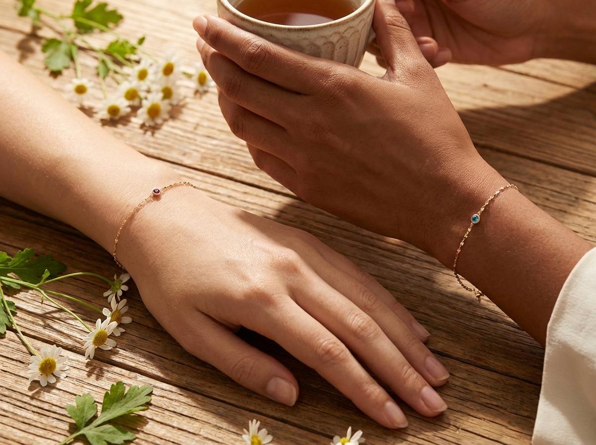 14K Gold February Birthstone Bracelet – Couples bracelet, Birthday gift