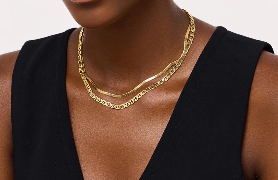 14K Gold Mariner Link Chain Necklace: Handmade 5mm Gold Jewelry