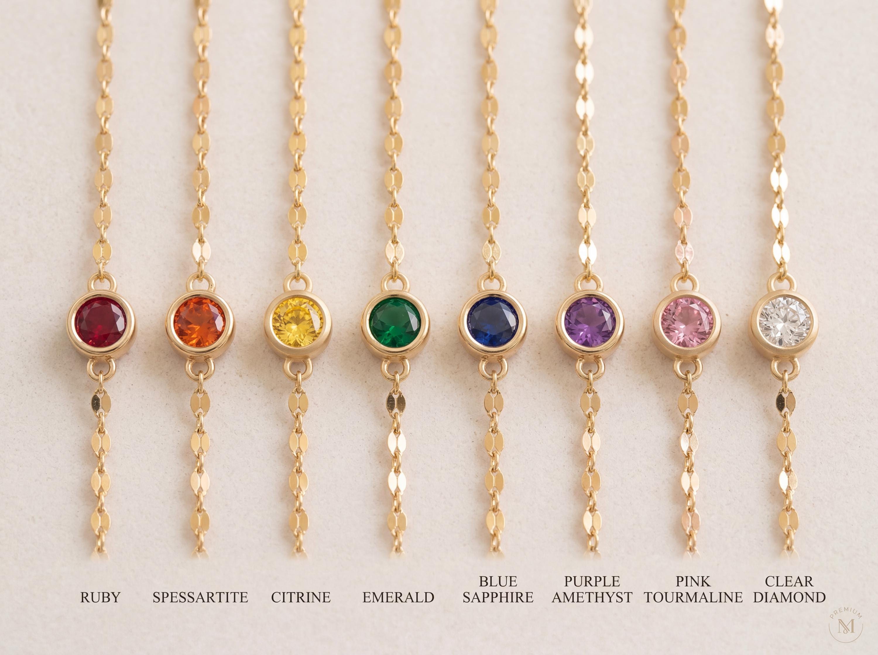 14K Solid Gold Family Birthstone Bracelet, Mom Birthstone Bracelet, Mother Child Bracelet, Personalized Birthstone Jewelry Gift