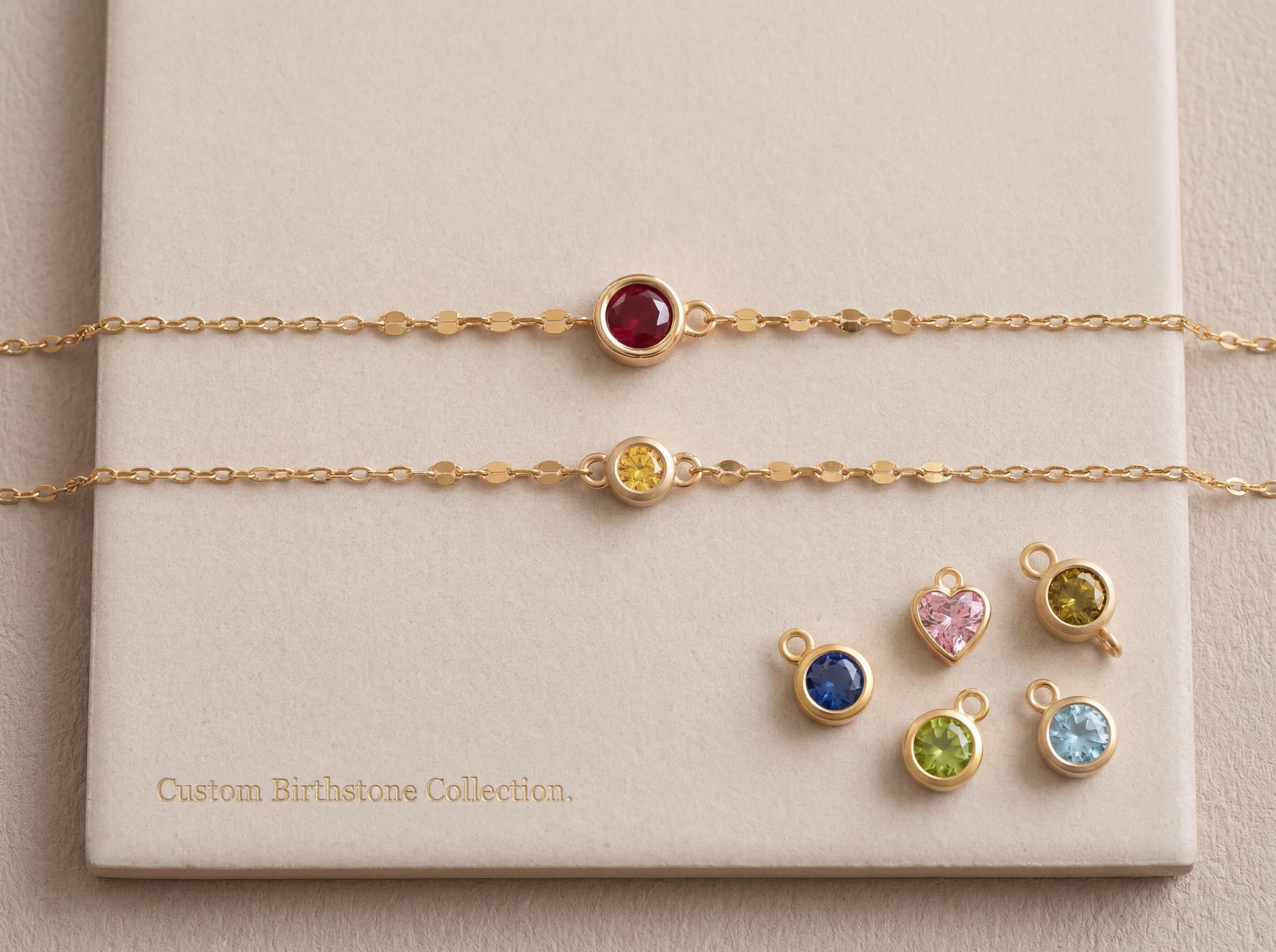 14K Solid Gold Family Birthstone Bracelet, Mom Birthstone Bracelet, Mother Child Bracelet, Personalized Birthstone Jewelry Gift