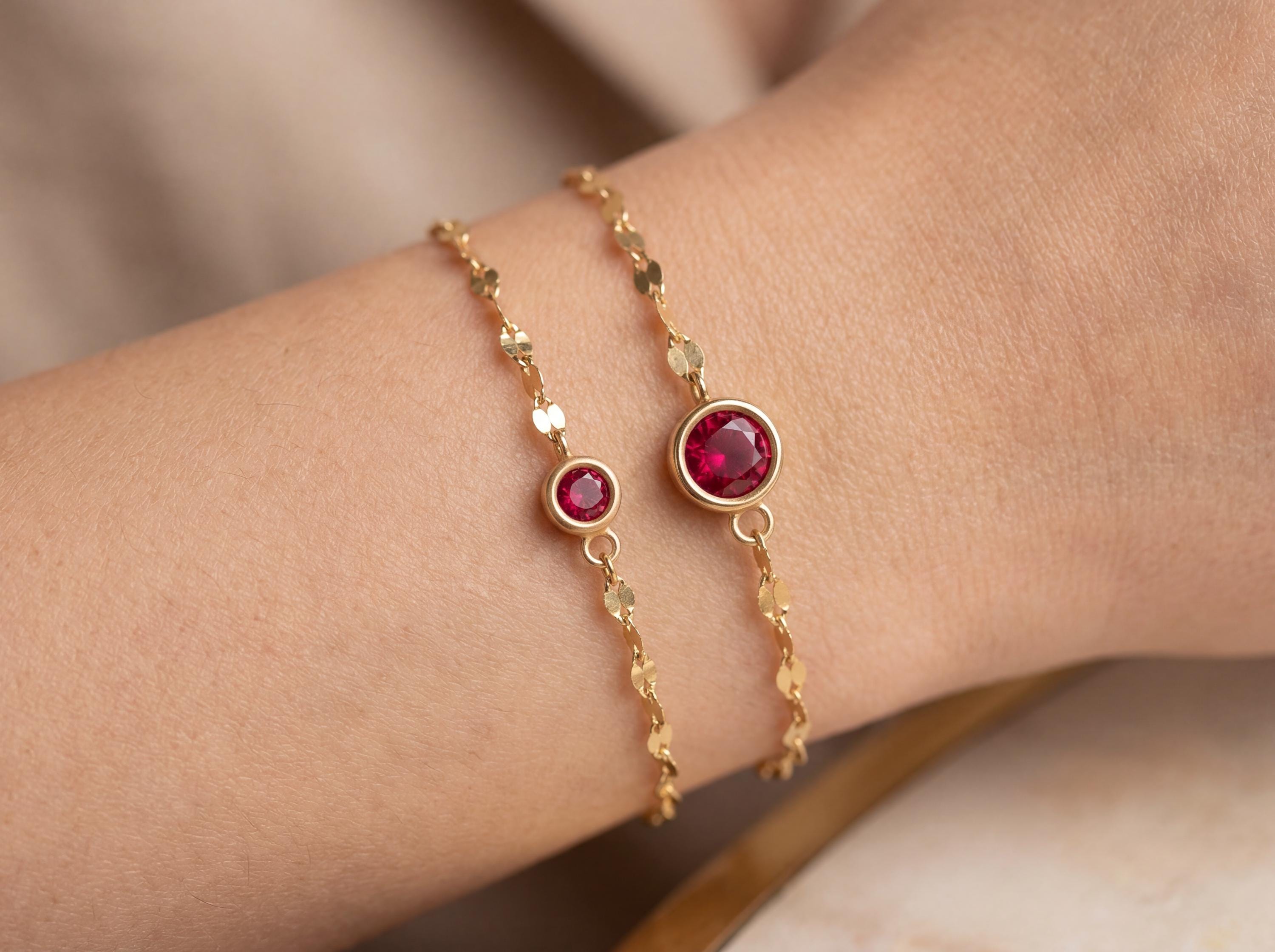 14K Solid Gold Family Birthstone Bracelet, Mom Birthstone Bracelet, Mother Child Bracelet, Personalized Birthstone Jewelry Gift