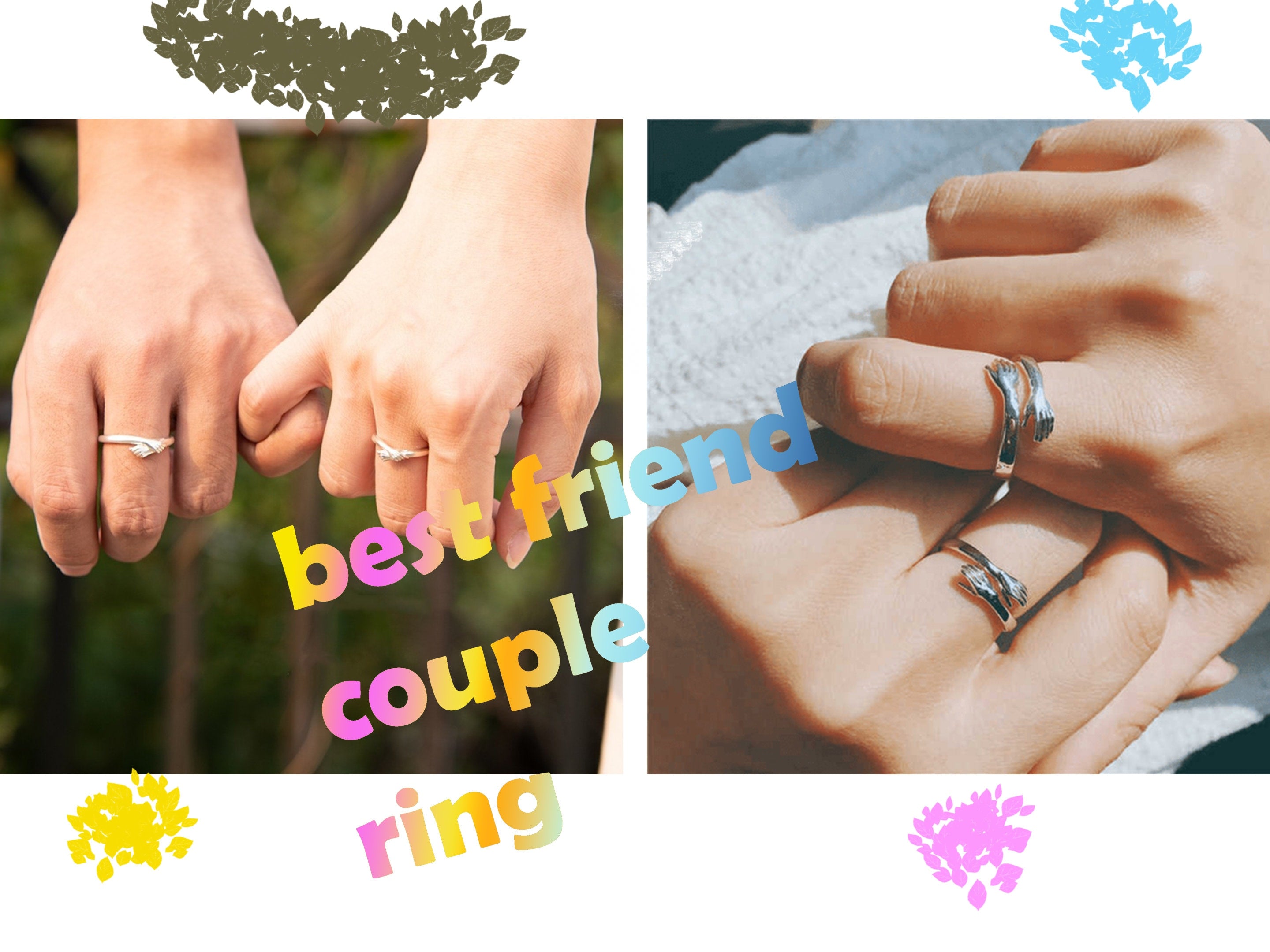 14K Solid Gold Hug Ring: Adjustable Friendship Jewelry