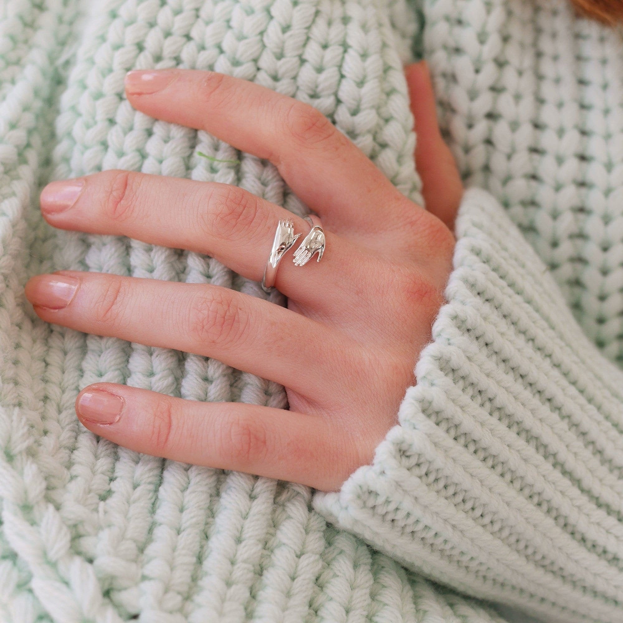 14K Solid Gold Hug Ring: Adjustable Friendship Jewelry
