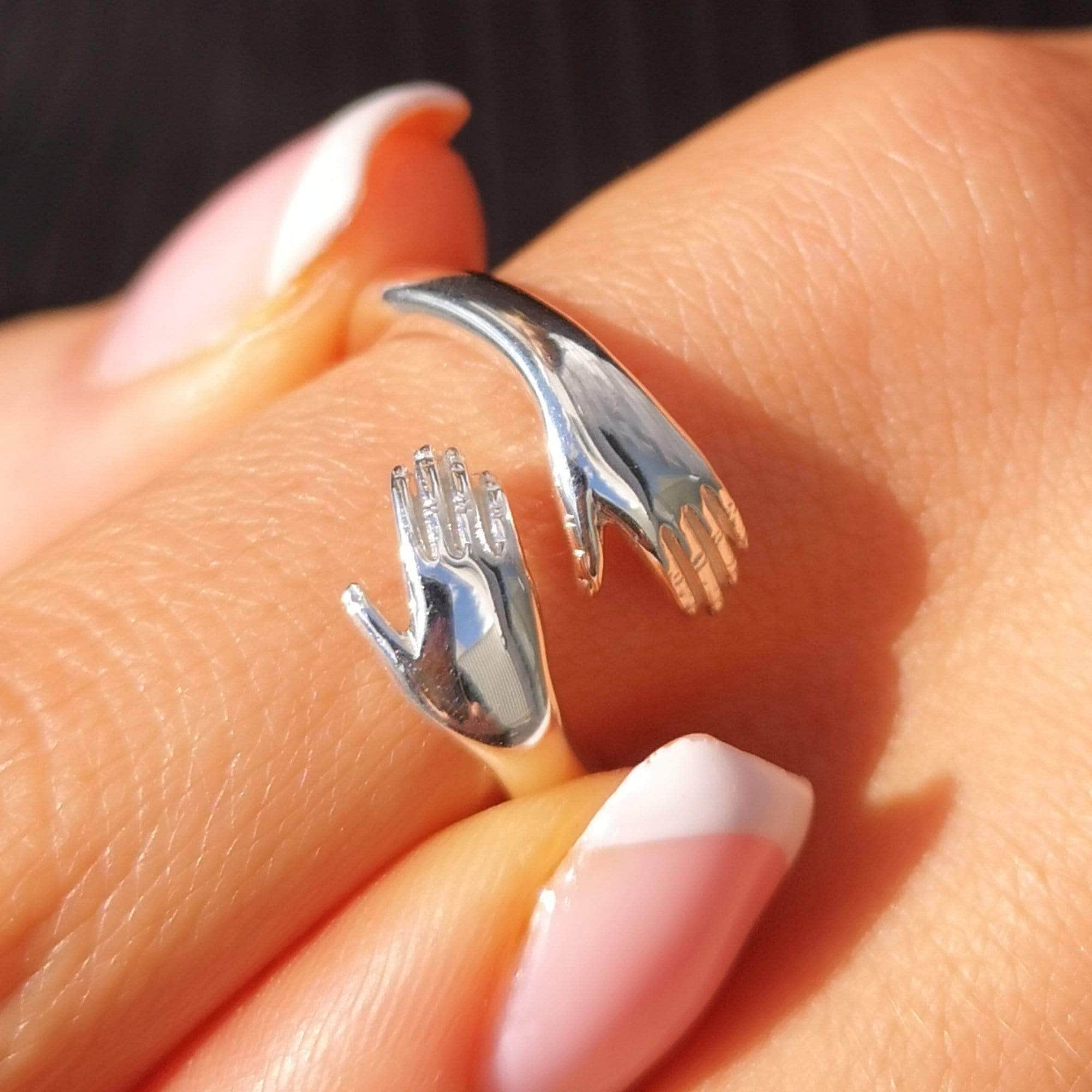 14K Solid Gold Hug Ring: Adjustable Friendship Jewelry