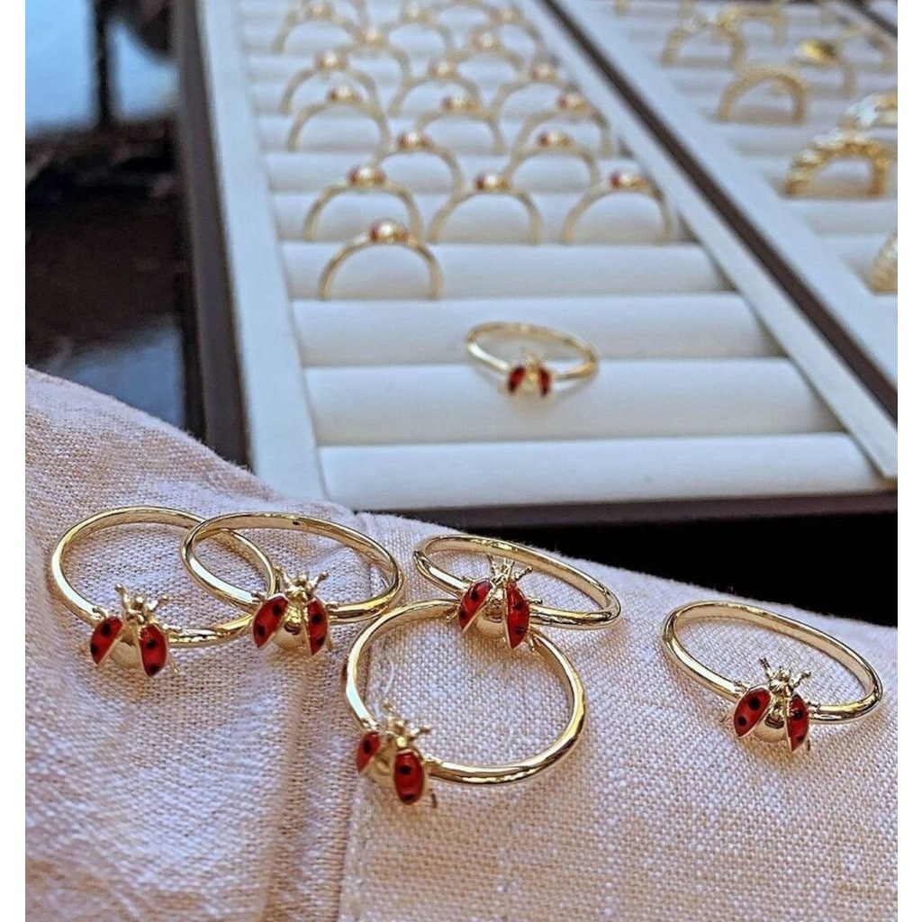 14K Solid Gold Ladybug Ring: Good Luck Charm, Valentine's Gift