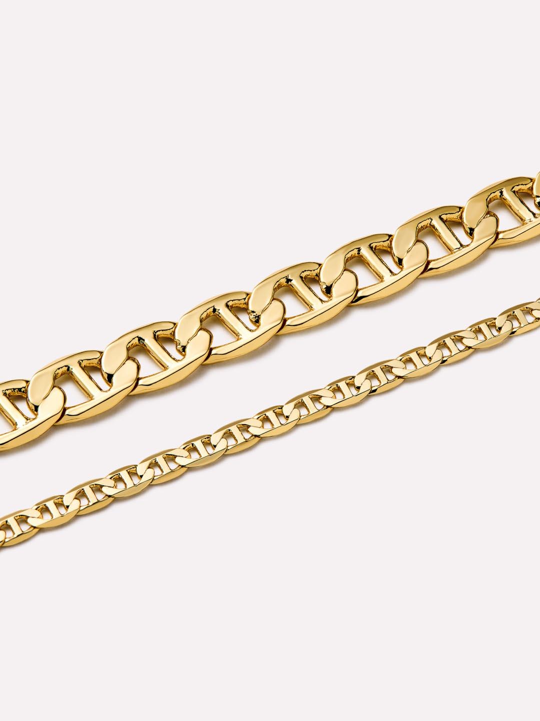 14K Solid Gold Mariner Link Chain Necklace: Handmade Valentino Style