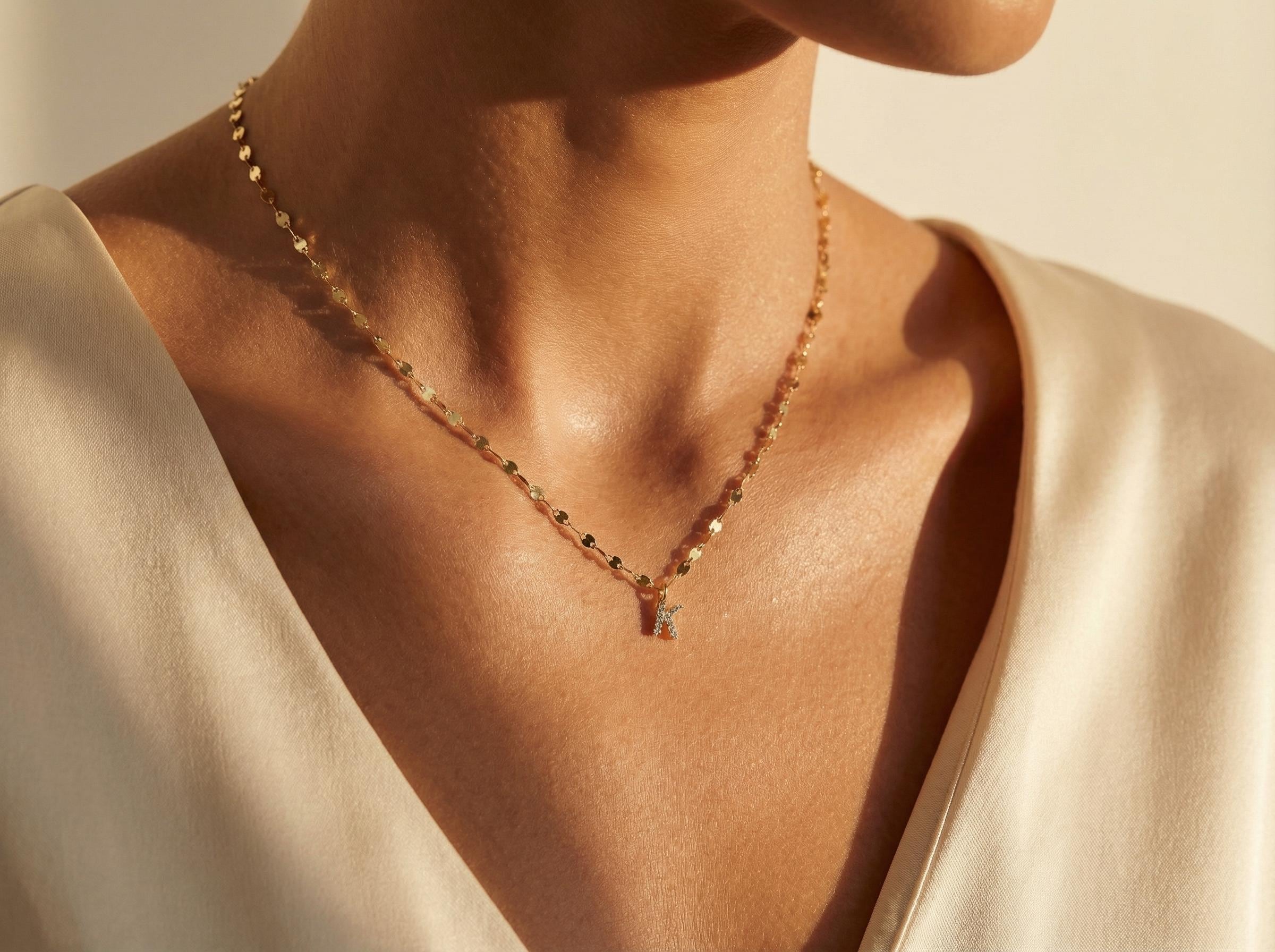 14K Solid Gold Multi Initial Necklace – Custom Double Letter Necklace, Personalized Gold Name Jewelry, Dainty Everyday Gift for Her