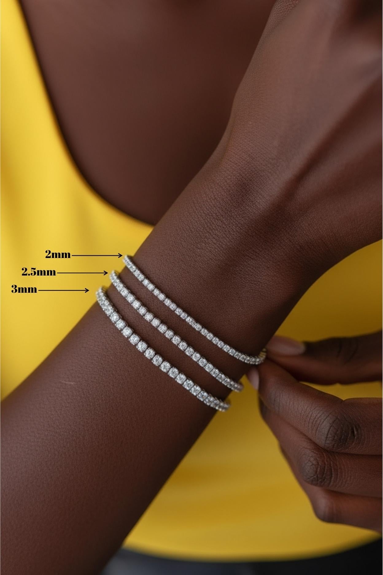 14K Solid Gold or Sterling Silver Tennis Bracelet | 3mm Round Cut CZ Diamonds | Dainty Minimalist Bracelet, Everyday Jewelry Gift