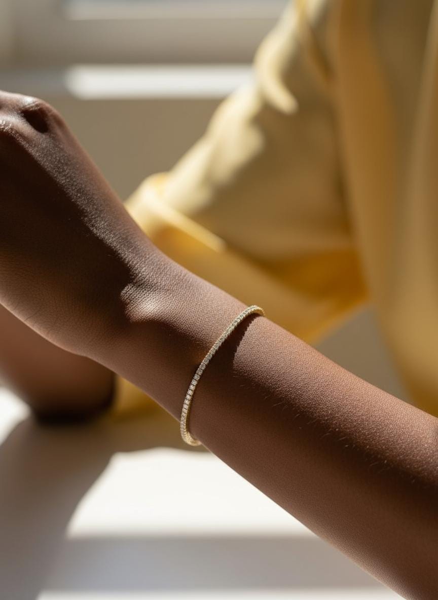 14K Solid Gold or Sterling Silver Tennis Bracelet | 3mm Round Cut CZ Diamonds | Dainty Minimalist Bracelet, Everyday Jewelry Gift