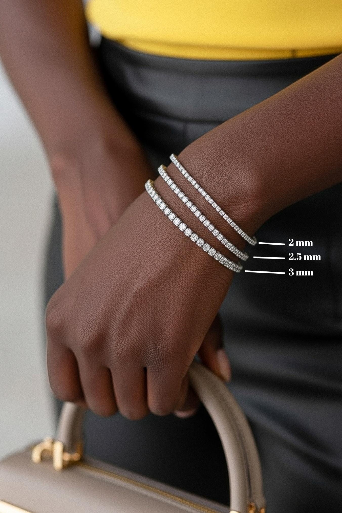 14K Solid Gold or Sterling Silver Tennis Bracelet | 3mm Round Cut CZ Diamonds | Dainty Minimalist Bracelet, Everyday Jewelry Gift