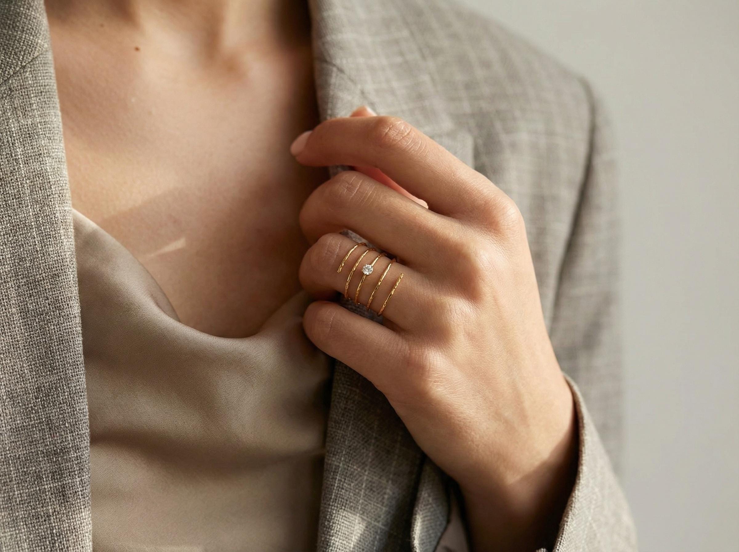 Sculptural Gold Ring – Organic Molten Band, Wide Wire Ring Adjustable, Handmade Minimal Statement Ring