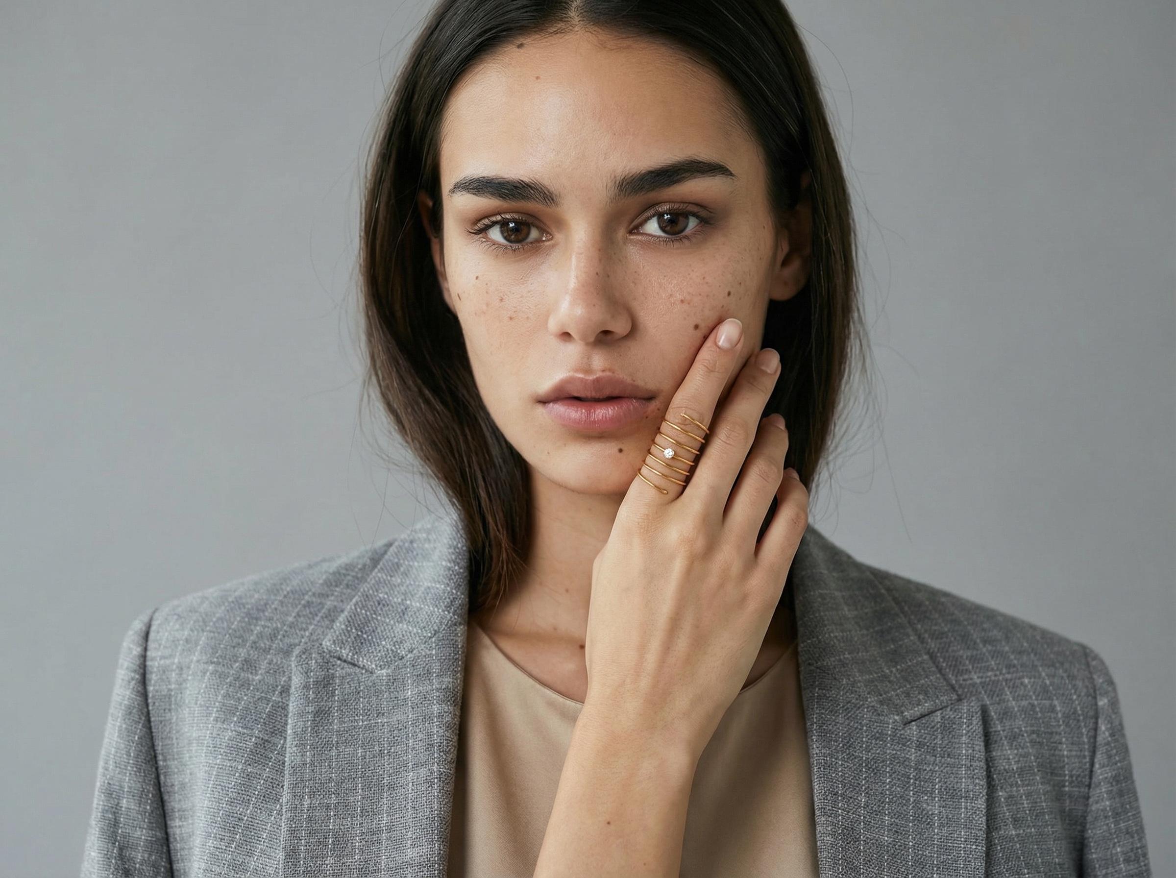 Sculptural Gold Ring – Organic Molten Band, Wide Wire Ring Adjustable, Handmade Minimal Statement Ring