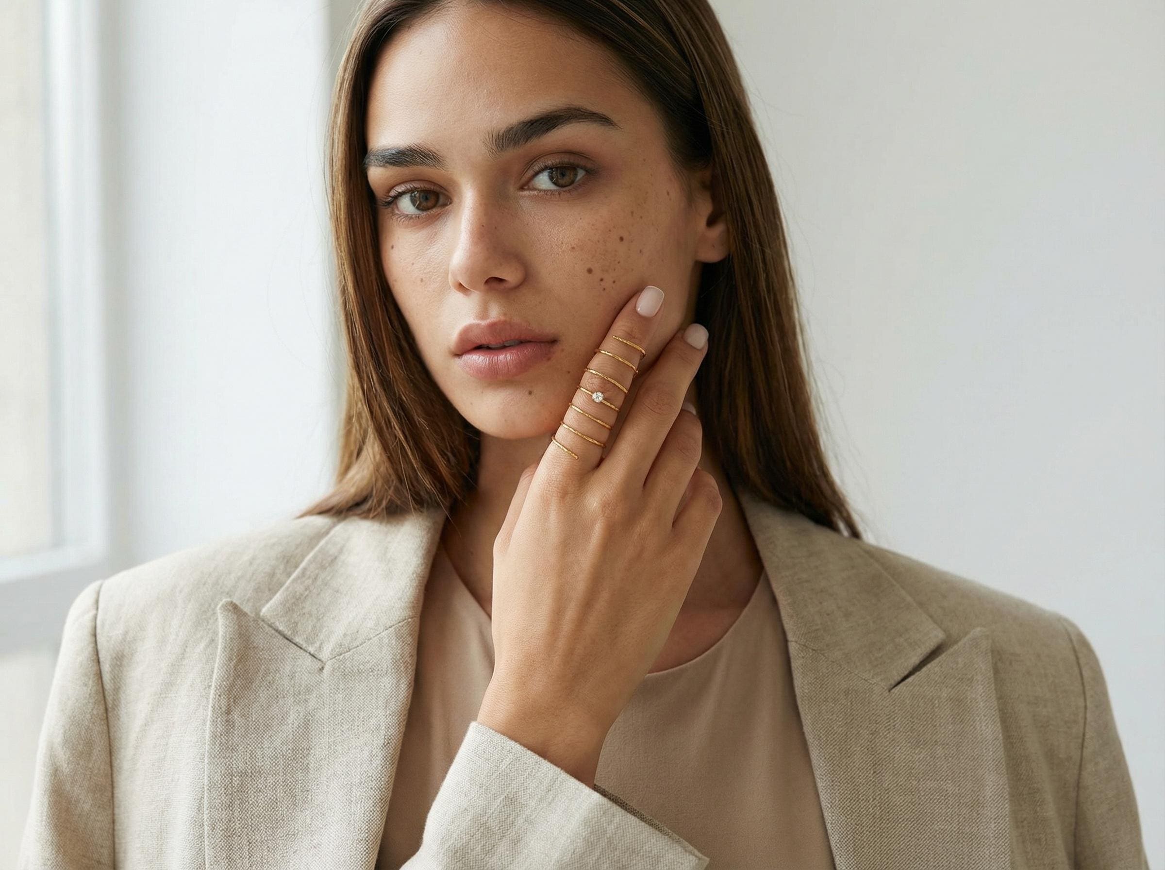 Stack Illusion Ring Gold – Multi Band Wrap Ring, Layered Look Ring, Minimal Thin Gold Ring, Adjustable Handmade Jewelry