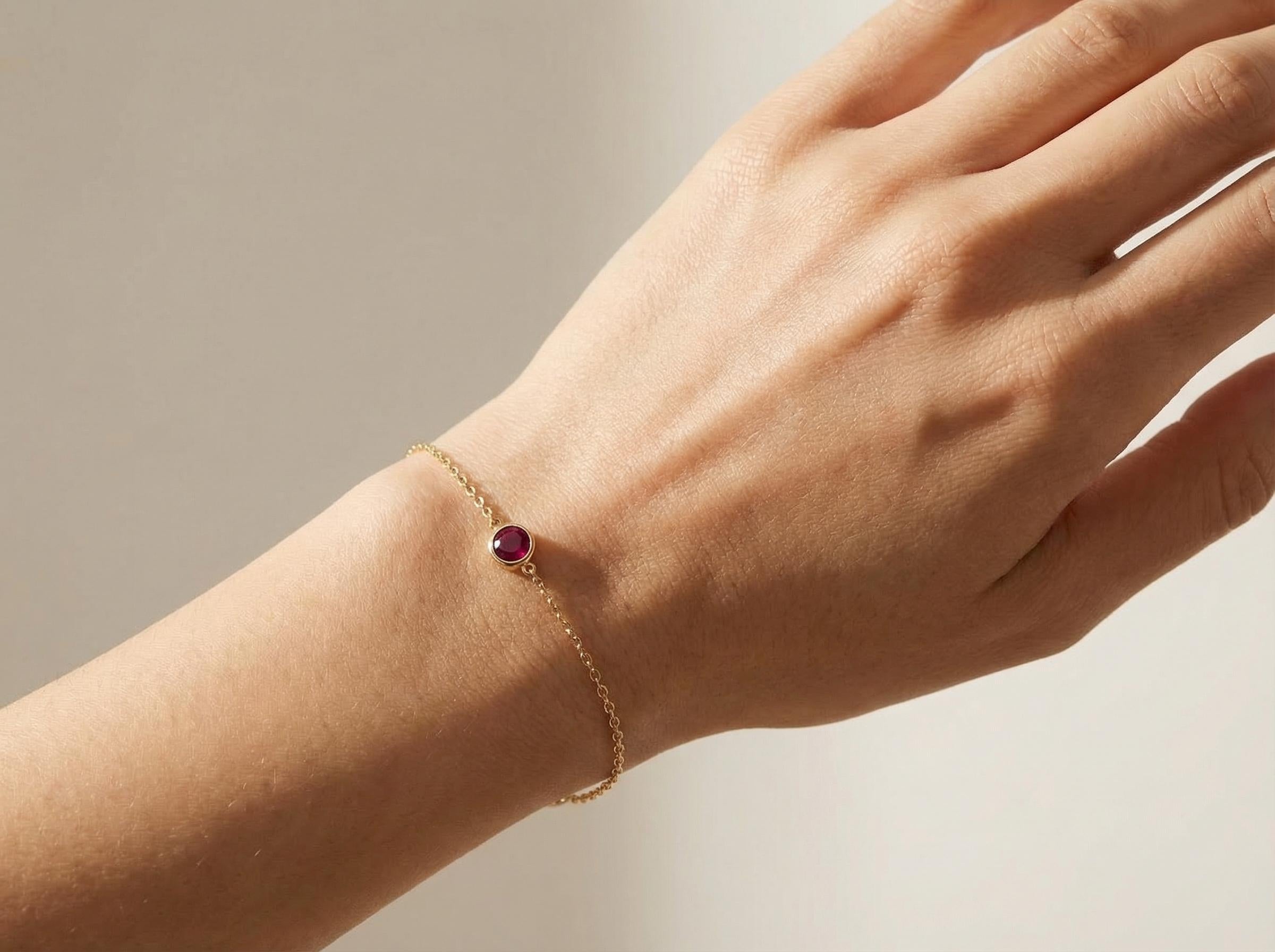 14k Solid Gold Couple Birthstone Bracelet, Matching Bracelets for Couples, BFF Bracelet, Friendship Bracelet, Personalized Birthstone Gift
