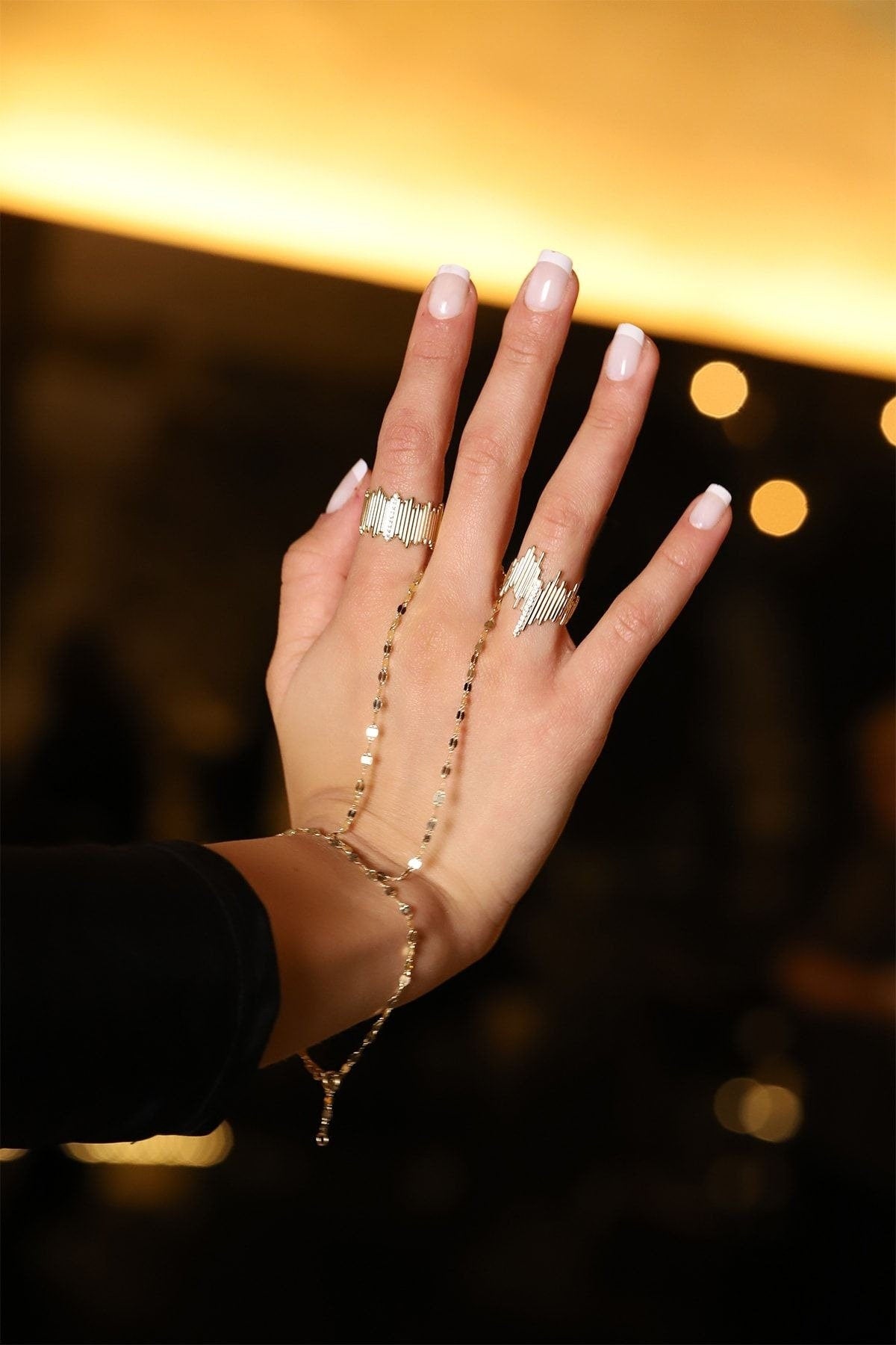 14k Solid Gold Hand Chain Bracelet, Minimalist Bracelet, y2k jewelry, For her