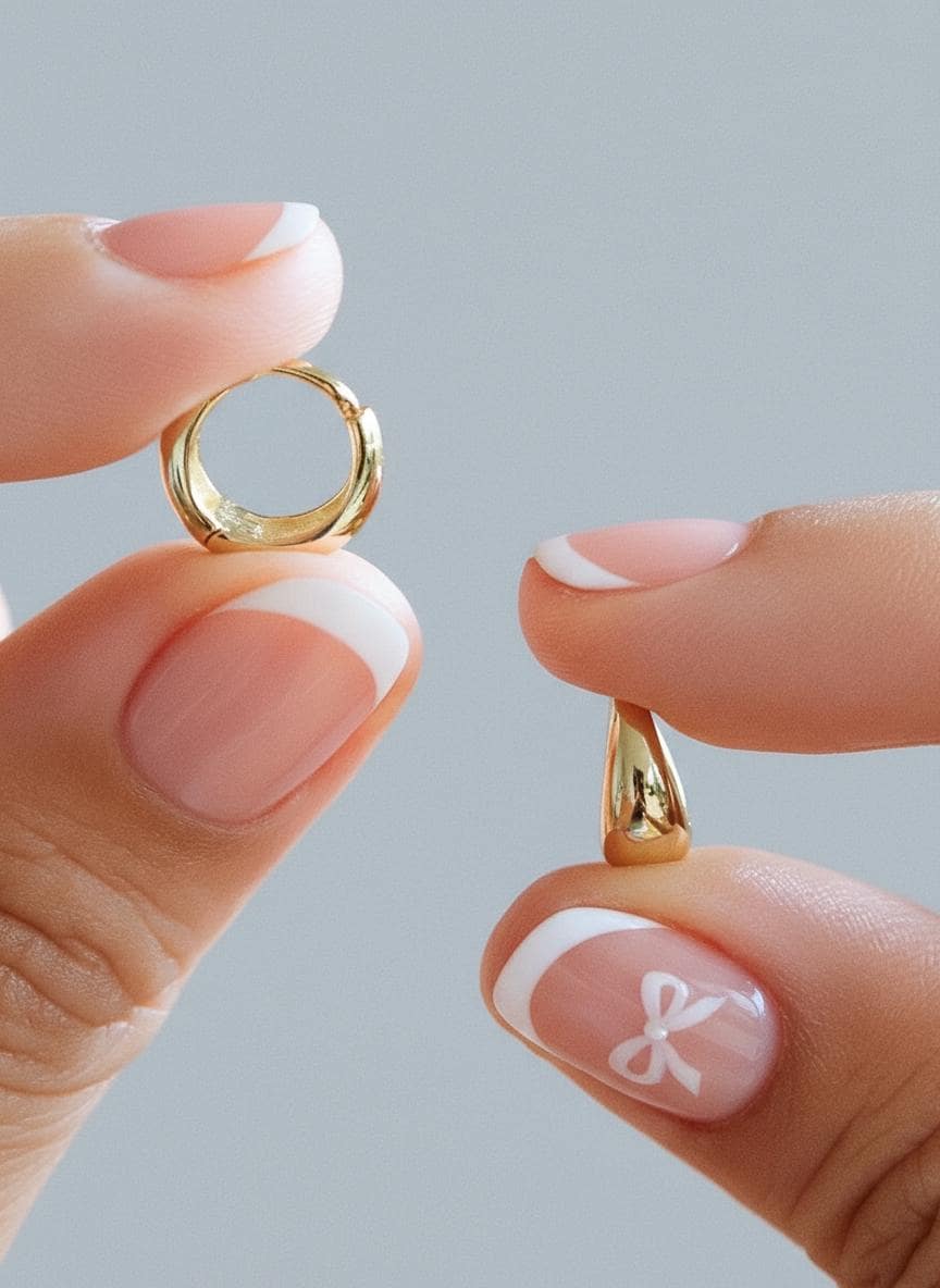 14k Solid Gold Teardrop Huggie Earrings: Y2K Dome Hoops