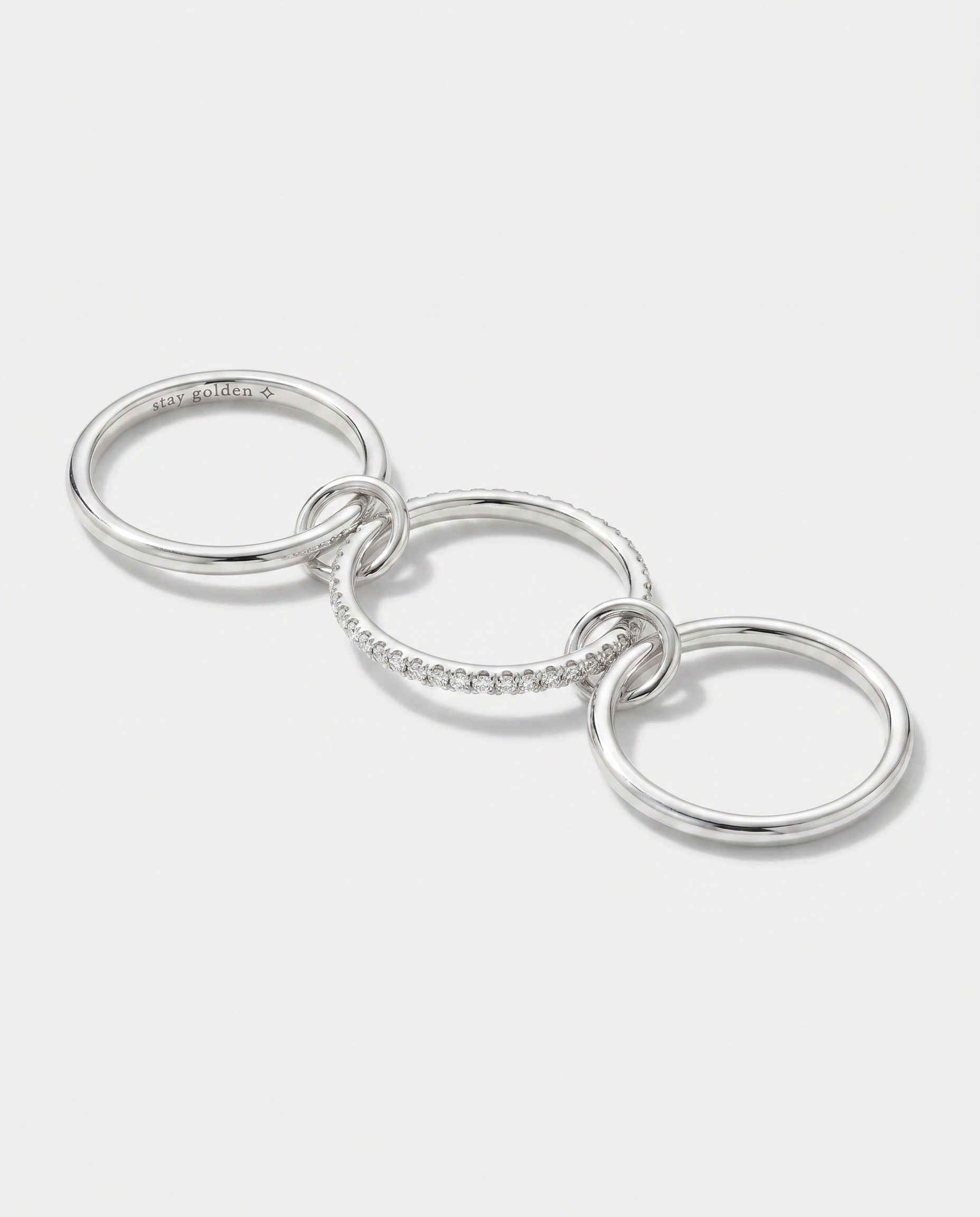14K Gold Statement Ring, 18K Gold Multi Link Connected Ring, Gold Linked Ring Set, Statement Eternity Ring, Interlocking Silver Y2K Rings